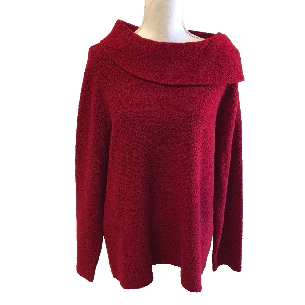 Eileen Fisher Woman‎ Sweater Jumper Womens 1XL Plus Red Boat Neck Casual Office